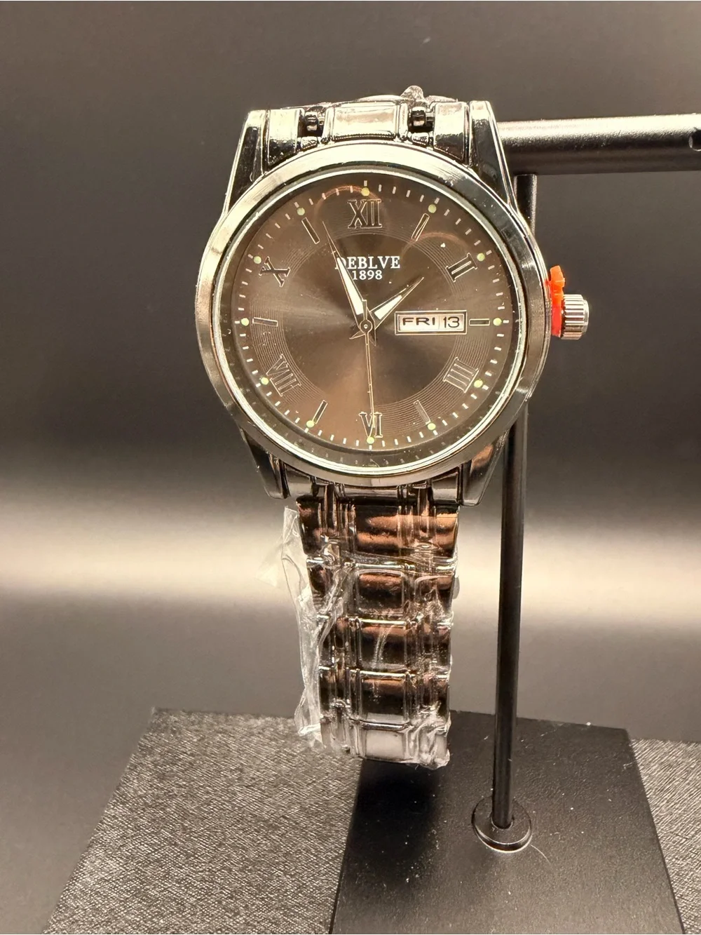 DEBLVE 1898 Men’s Mechanical Watch – Black Stainless Steel